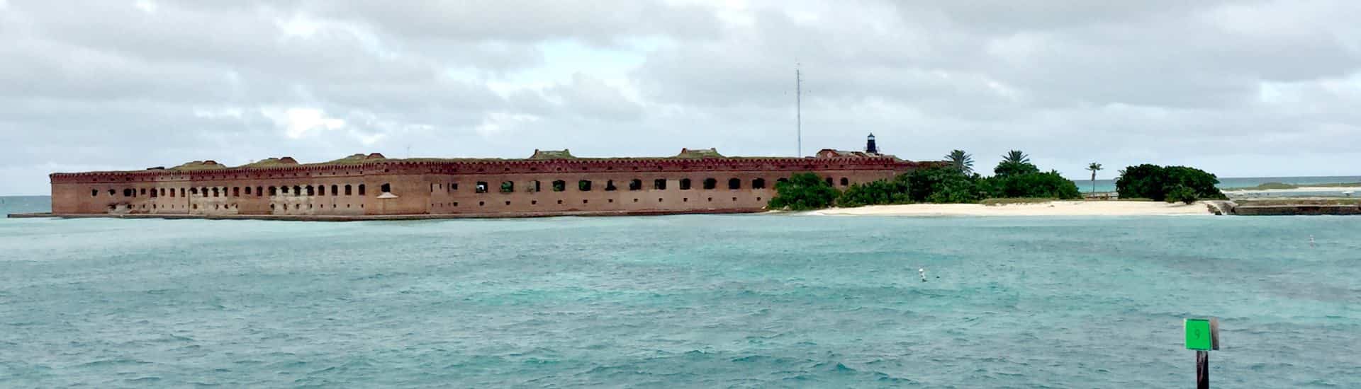 View of an old fort surrounded by water